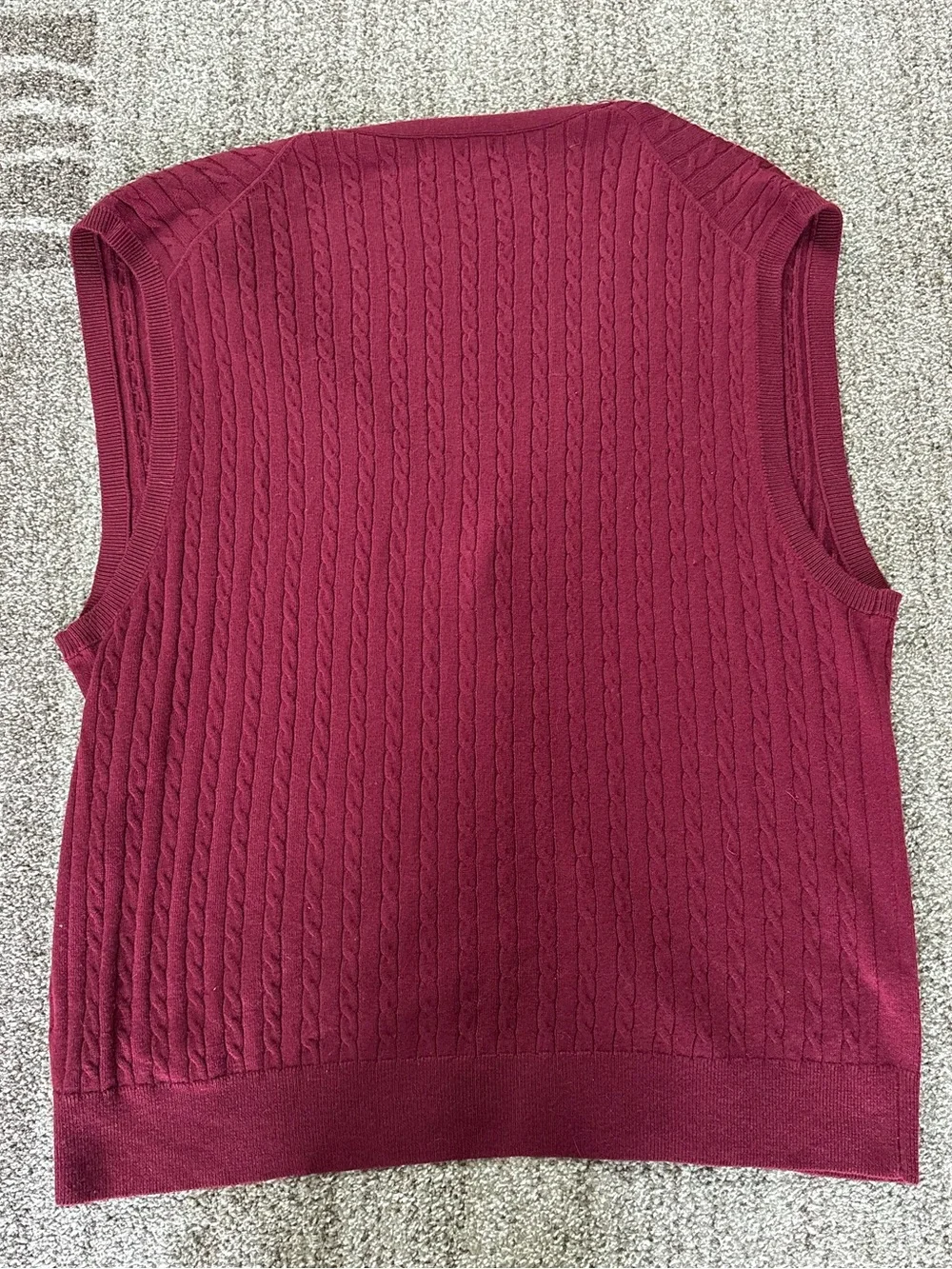 Kallspin Sweater Vest Cable Knit Red Burgundy 45% Wool 4XL
